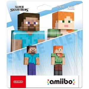Nintendo amiibo Super Smash Brothers Steve + Alex Mincraft 2 Pack New in Box